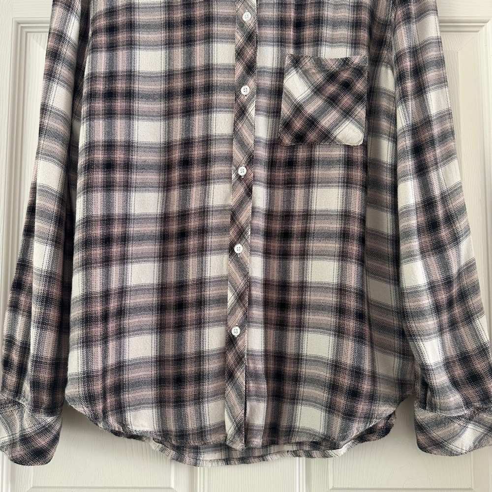 Rails Hunter Shirt Plaid Button Up Long Sleeve Ivory Coal Blush Size Medium - Picture 6 of 15